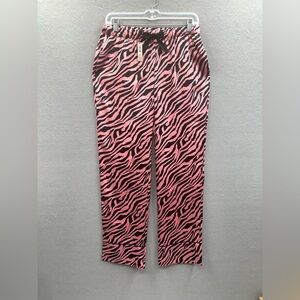Victoria's Secret Pajama Pants Size S Pink Black Animal Print Soft Satin Lounge